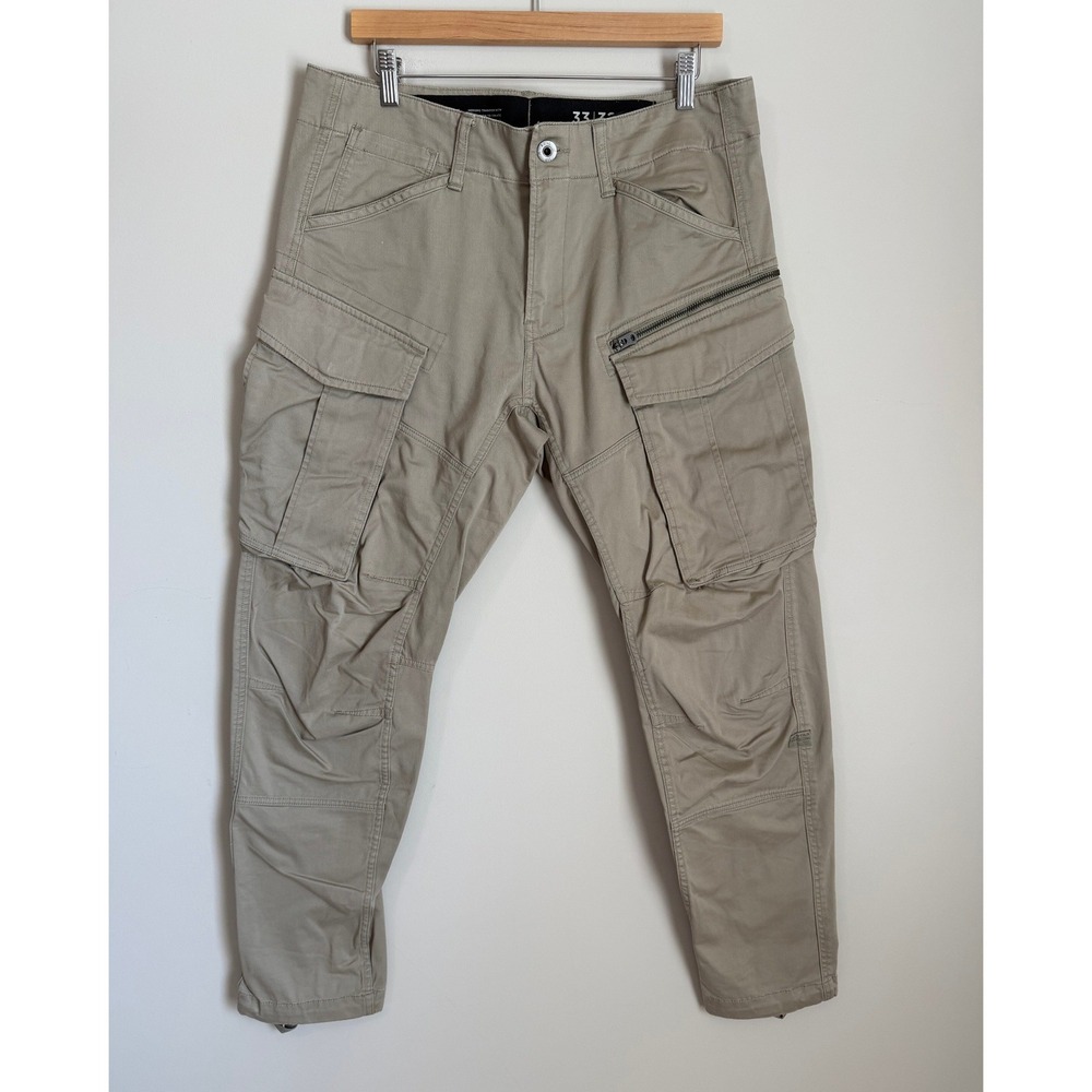 G-Star Raw Rovic Zip 3D Straight Tapered Cargo Pants Mens 33x32 Khaki